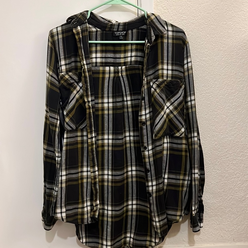 Topshop Green and Black Flannel Long Sleeve